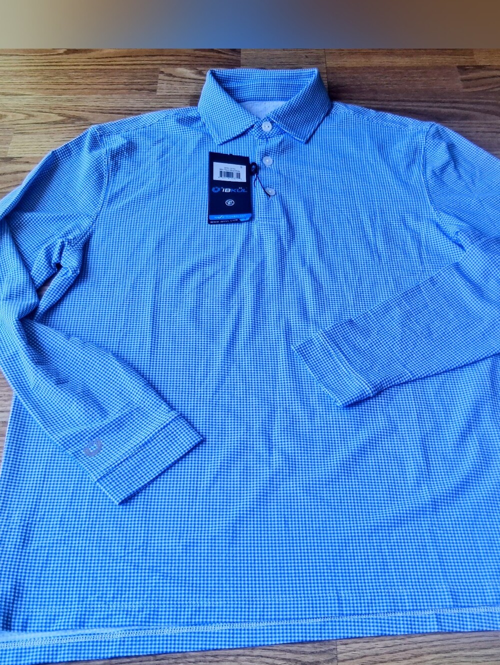 NWT Mens IBKUL Blue,, White Polo Shirt Sz  S